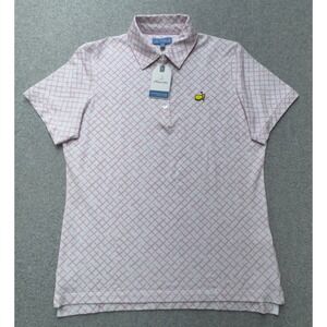 Masters Magnolia Lane Womens Golf Polo Shirt Size M Pink Grid Print NWT 2020‎